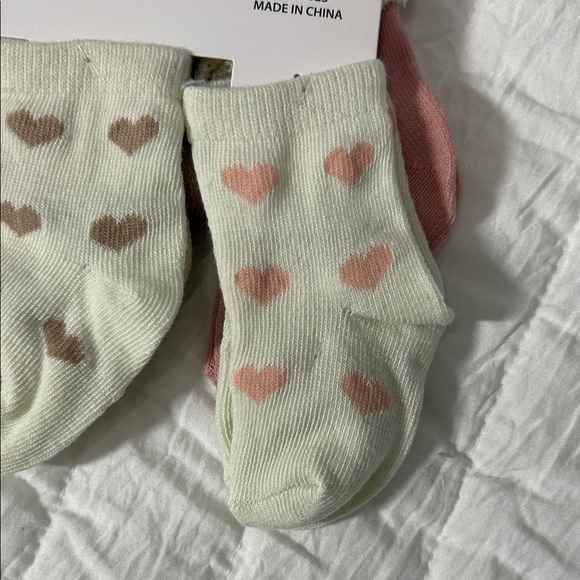 Little Me Heart Pattern Baby Socks - Pink, Brown, Cream - Picture 10 of 13